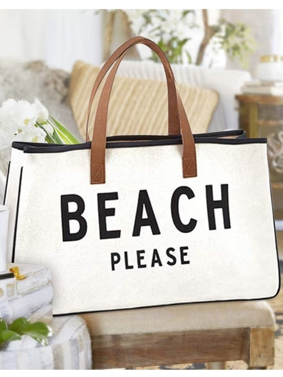 Santa Barbara Design Studio Handbags - Santa Barbara Beach Please Large Canvas Tote Bag